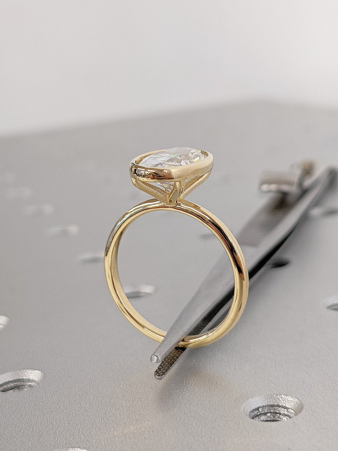 3.0CT Oval Cut Bezel Lab Grown Diamond Engagement Ring Anniversary Gift