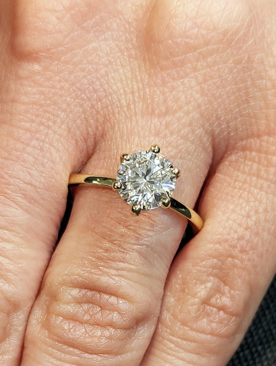 2.0CT Round Cut Solitaire Lab Grown Diamond Engagement Ring Six Prong Diamond Wedding Ring