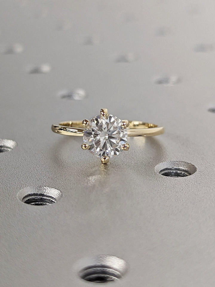 2.0CT Round Cut Solitaire Lab Grown Diamond Engagement Ring Six Prong Diamond Wedding Ring