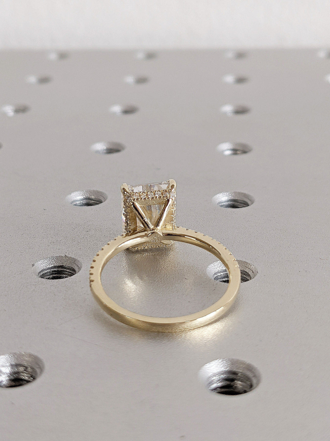 3.0CT Radiant Cut Pave Lab Grown Hidden Halo Diamond Engagement Ring For Women