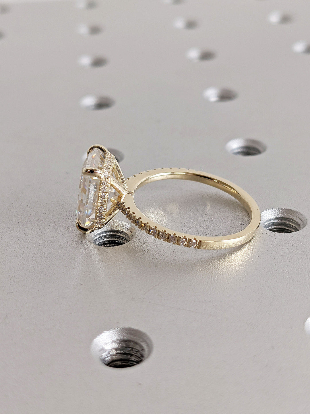 3.0CT Radiant Cut Pave Lab Grown Hidden Halo Diamond Engagement Ring For Women