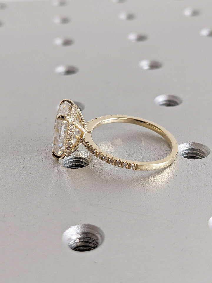 3.0CT Radiant Cut Pave Lab Grown Hidden Halo Diamond Engagement Ring For Women