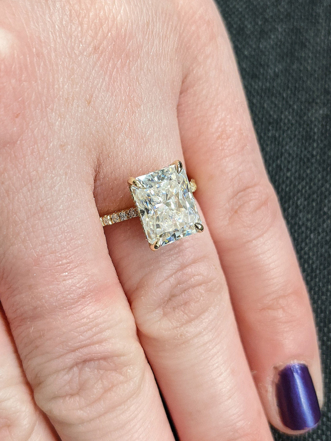 3.0CT Radiant Cut Pave Lab Grown Hidden Halo Diamond Engagement Ring For Women
