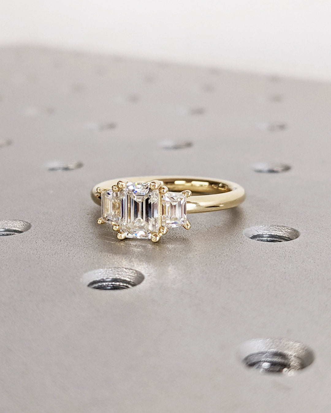 1.0CT Emerald Cut 3 Stone Lab Grown Diamond Engagement Ring For Women Minimalist Wedding Ring