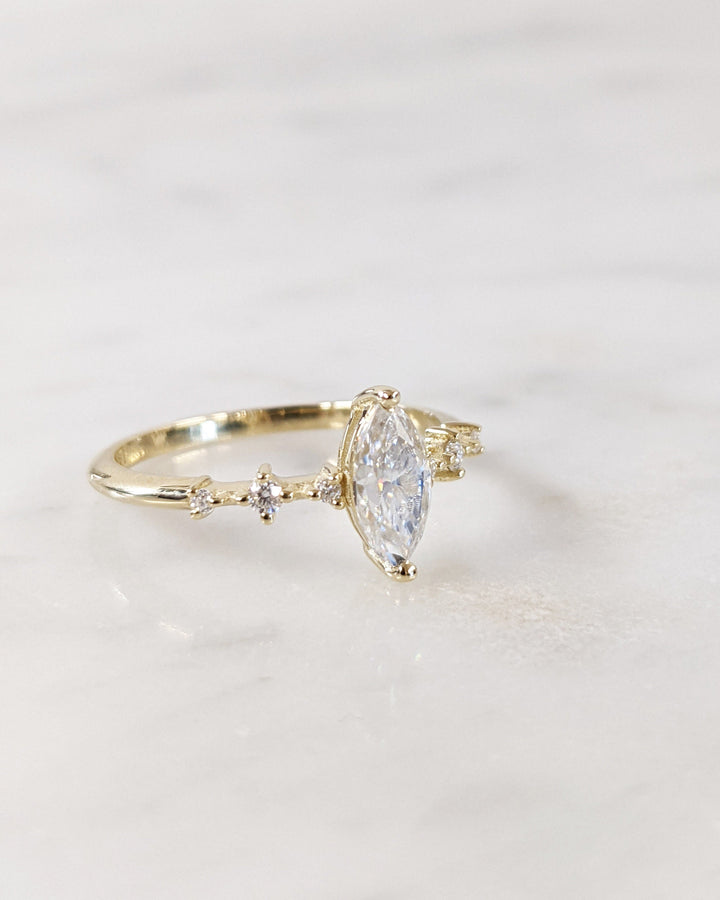 0.50CT Marquise Lab Grown Petite Pave Diamond Engagement Ring Maximalist Wedding Ring