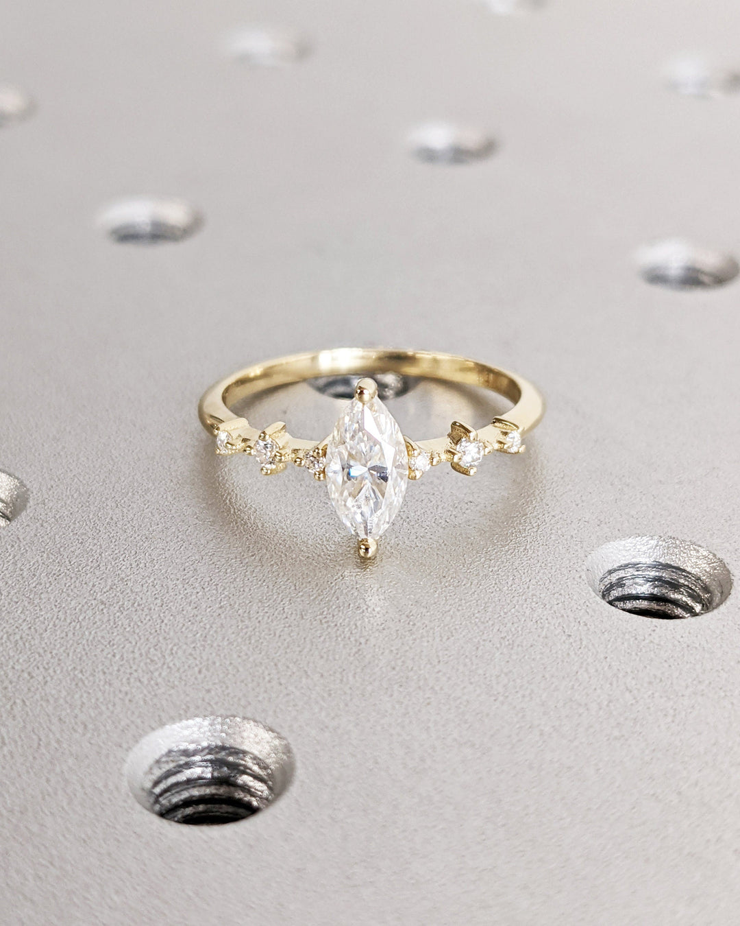 0.50CT Marquise Lab Grown Petite Pave Diamond Engagement Ring Maximalist Wedding Ring