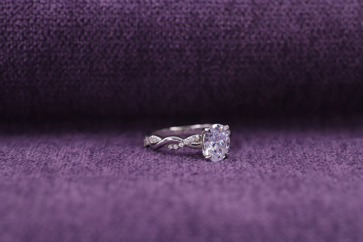 1.50CT Oval Cut Twisted Lab Grown Diamond Half Eternity Engagement Ring For Women