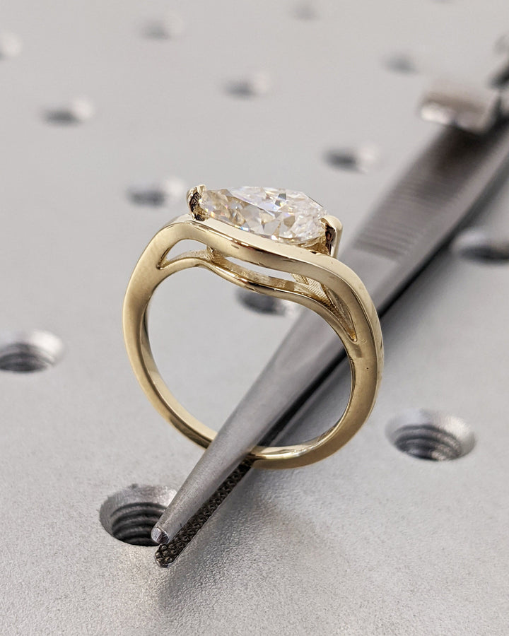 1.50CT Pear Cut Unique Lab Grown Diamond Engagement Ring For Women