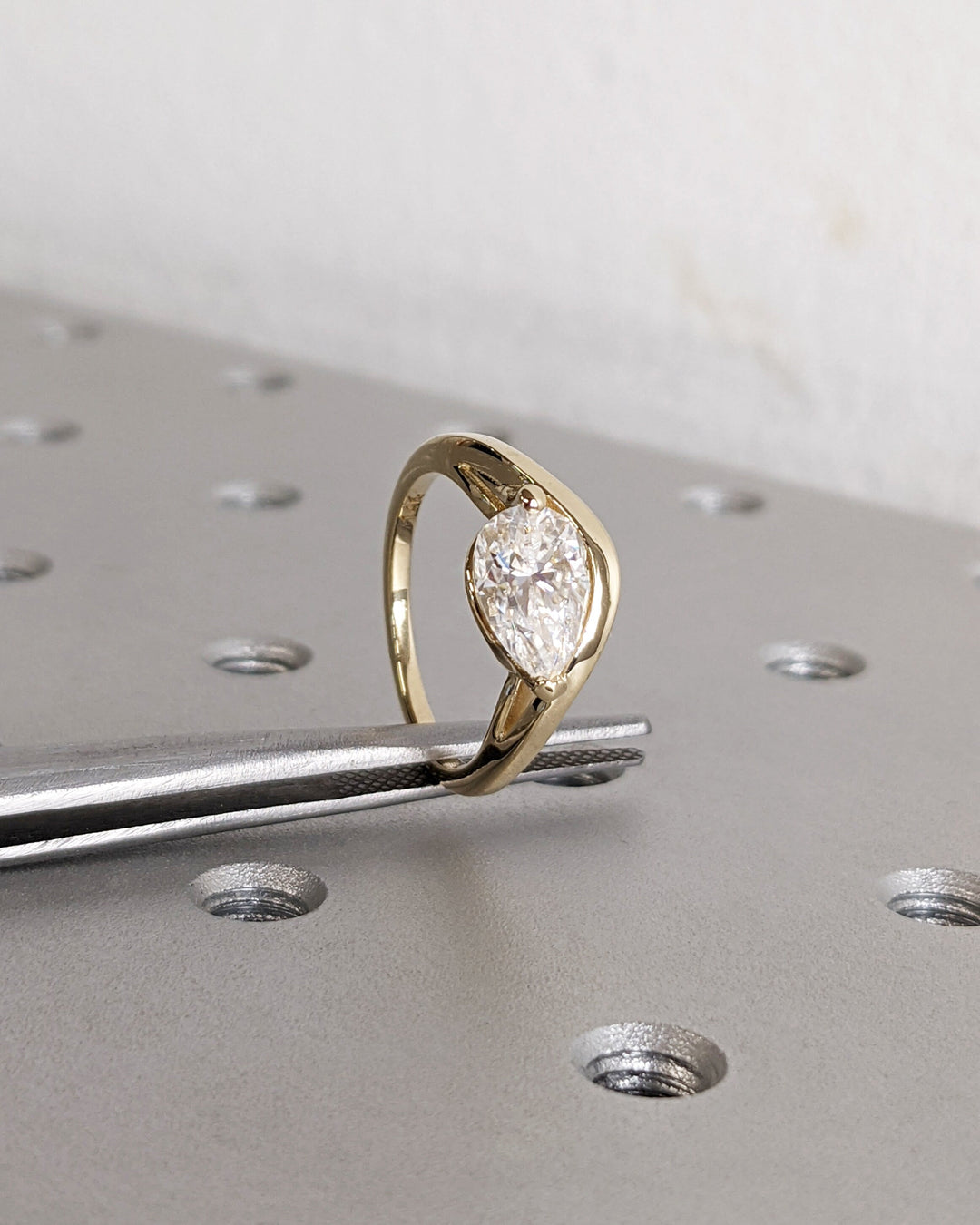 1.50CT Pear Cut Unique Lab Grown Diamond Engagement Ring For Women