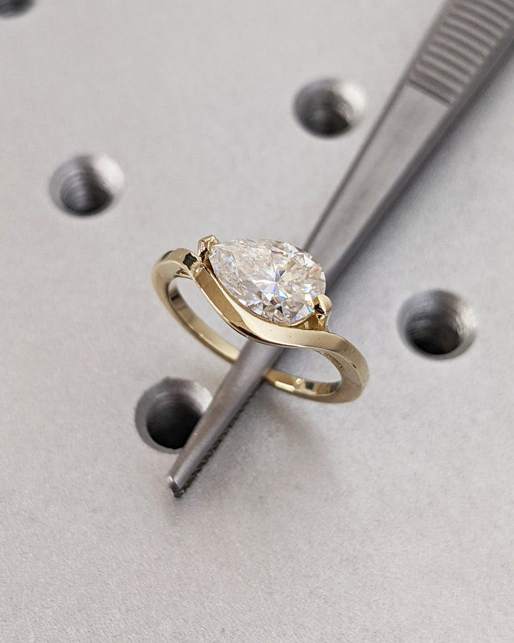 1.50CT Pear Cut Unique Lab Grown Diamond Engagement Ring For Women