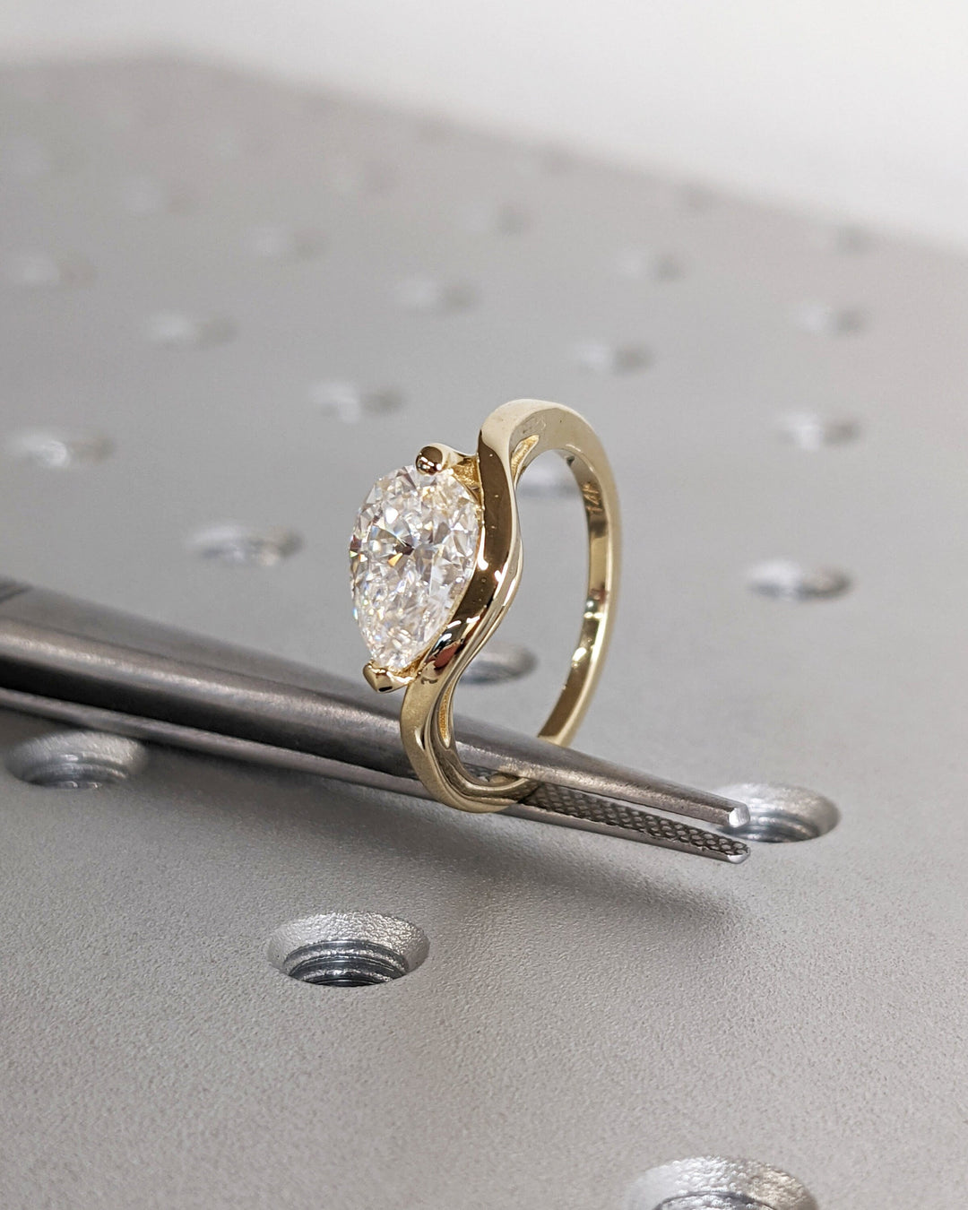 1.50CT Pear Cut Unique Lab Grown Diamond Engagement Ring For Women
