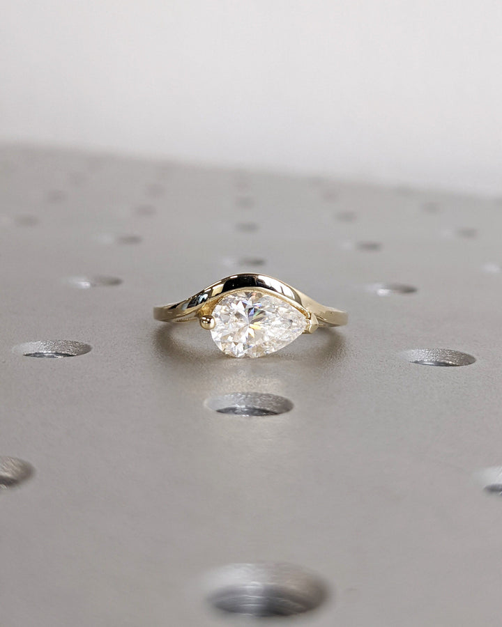 1.50CT Pear Cut Unique Lab Grown Diamond Engagement Ring For Women