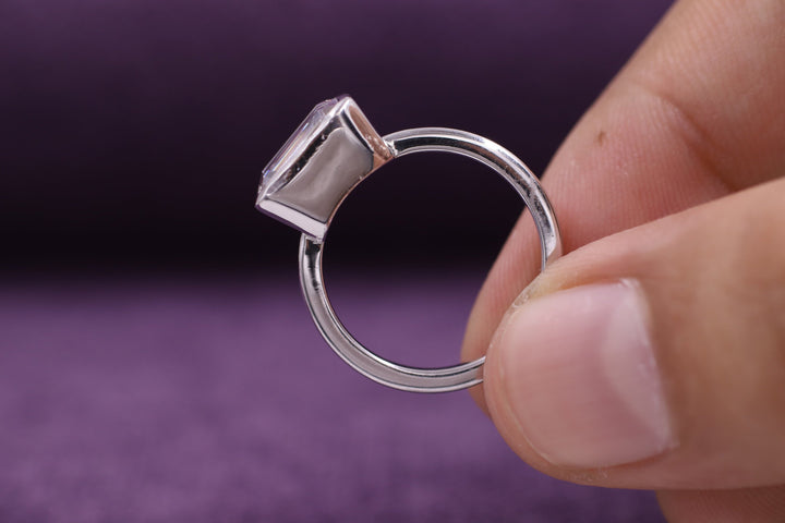 2.0CT Emerald Cut Bezel Set Lab Grown Diamond Engagement Ring Anniversary Gift