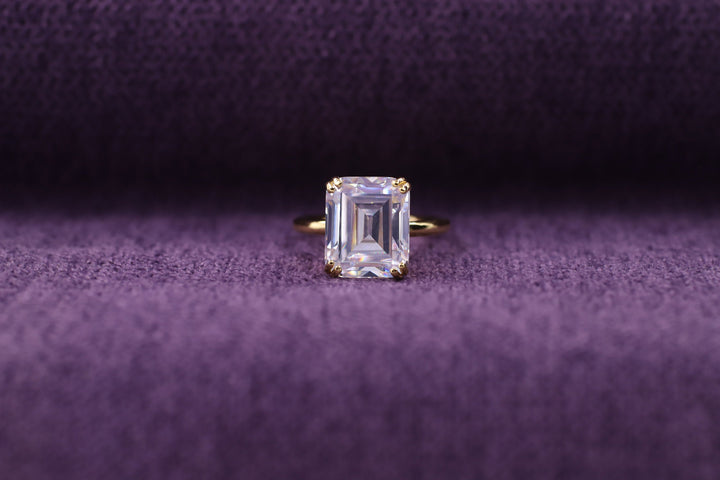 2.50CT Emerald Cut Double Prong Lab Grown Diamond Solitaire Engagement Ring For Her