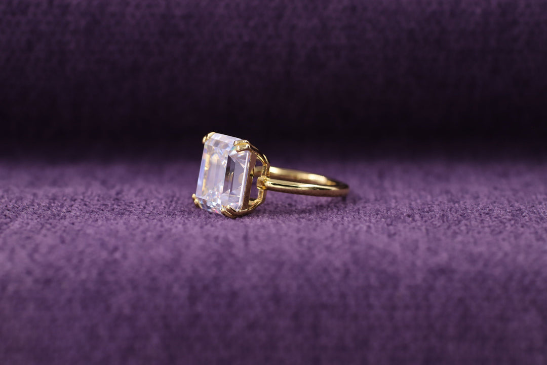 2.50CT Emerald Cut Double Prong Lab Grown Diamond Solitaire Engagement Ring For Her
