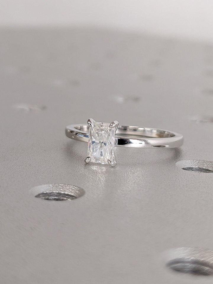 0.50CT Radiant Cut Solitaire Diamond Lab Grown Engagement Ring For Women Minimalist Wedding Ring
