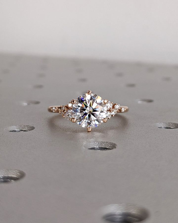 2.0CT Round Diamond Cluster Lab Grown Engagement Ring For Women