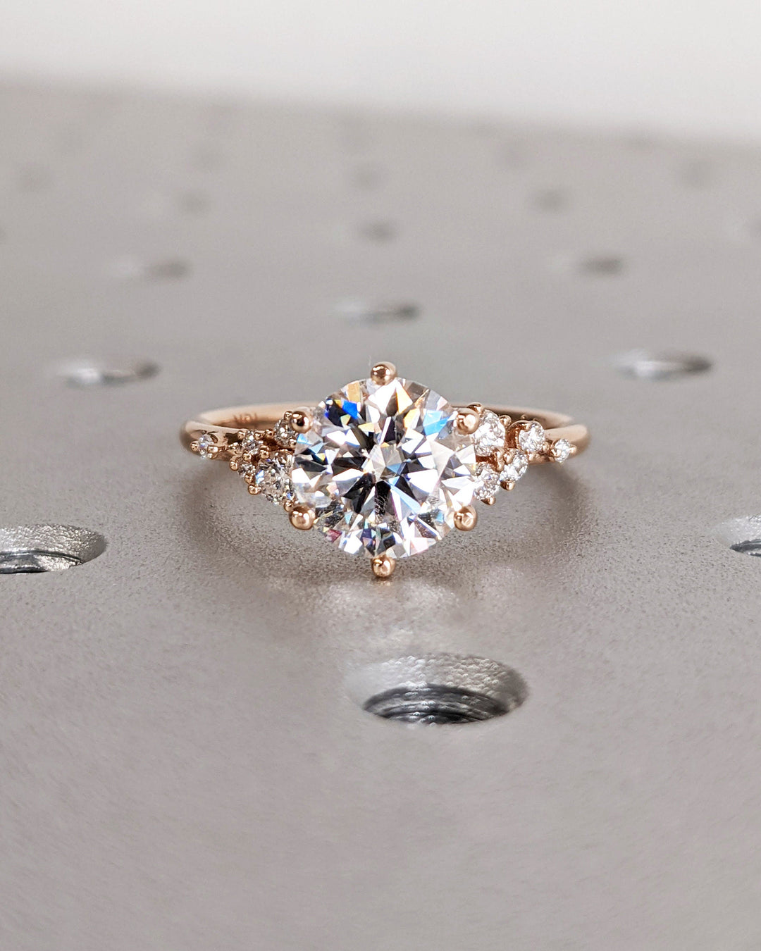 2.0CT Round Diamond Cluster Lab Grown Engagement Ring For Women
