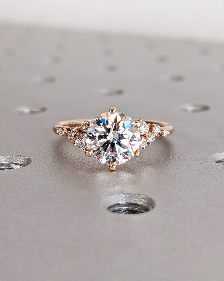2.0CT Round Diamond Cluster Lab Grown Engagement Ring For Women