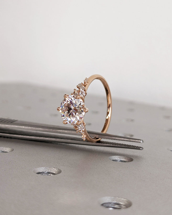 2.0CT Round Diamond Cluster Lab Grown Engagement Ring For Women