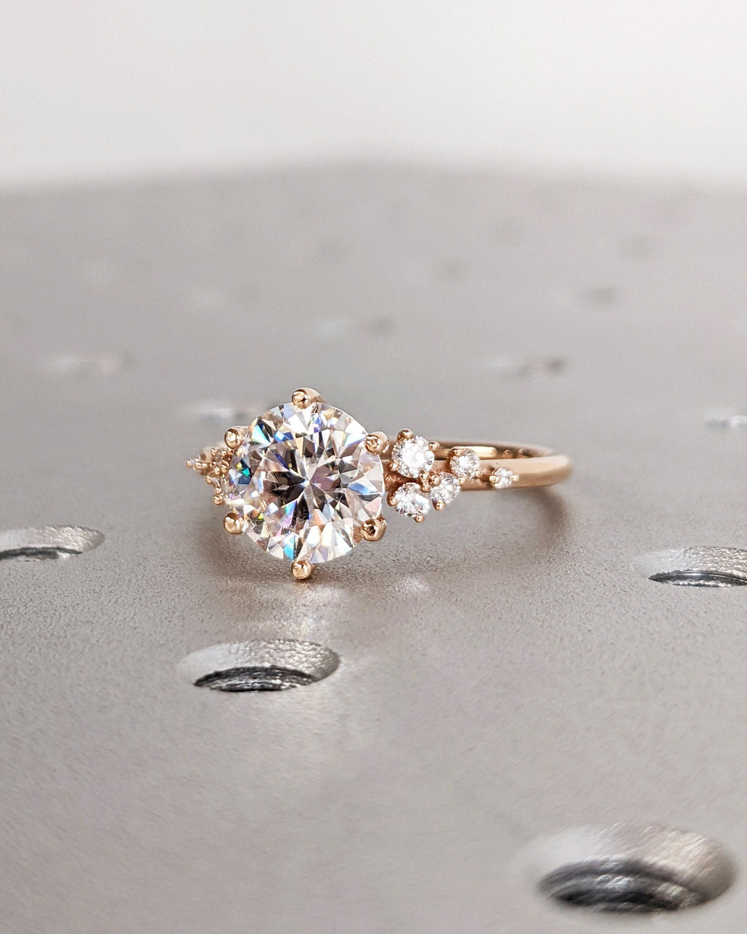 2.0CT Round Diamond Cluster Lab Grown Engagement Ring For Women