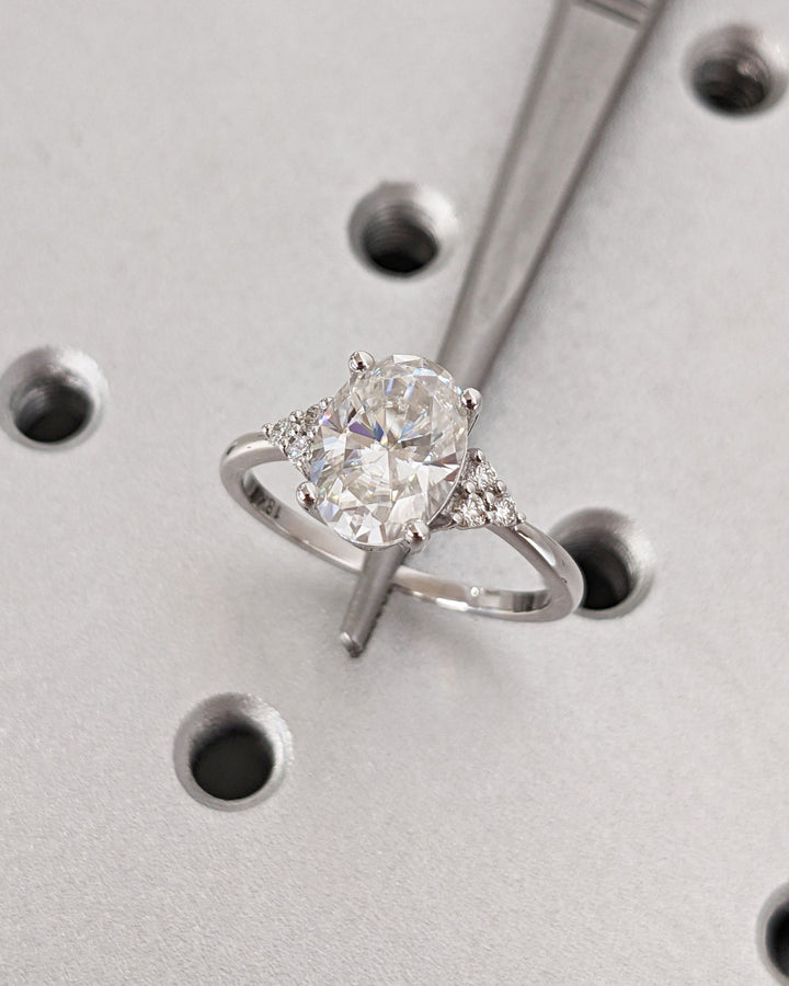 2.0CT Oval Cut Cluster Lab Grown Diamond Engagement Ring For Women