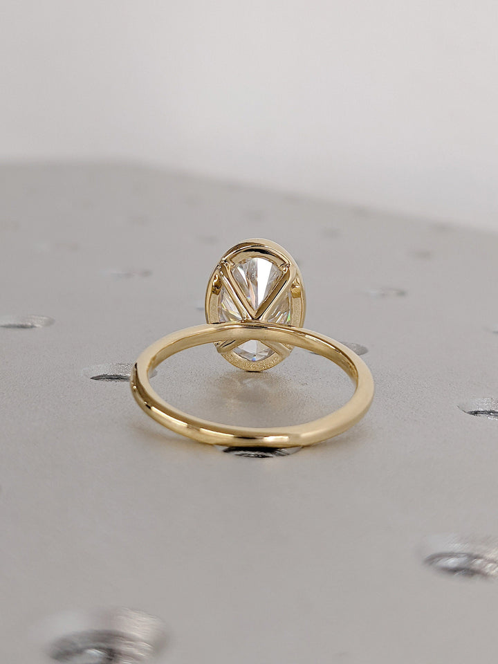 3.0CT Oval Cut Bezel Lab Grown Diamond Engagement Ring Anniversary Gift
