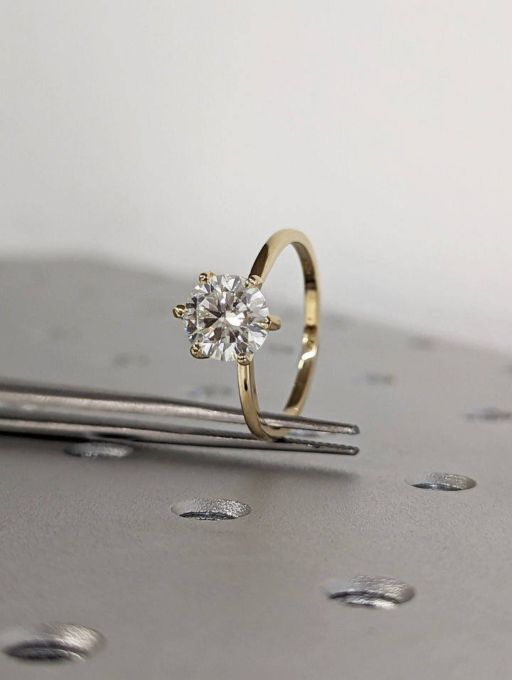 2.0CT Round Cut Solitaire Lab Grown Diamond Engagement Ring Six Prong Diamond Wedding Ring