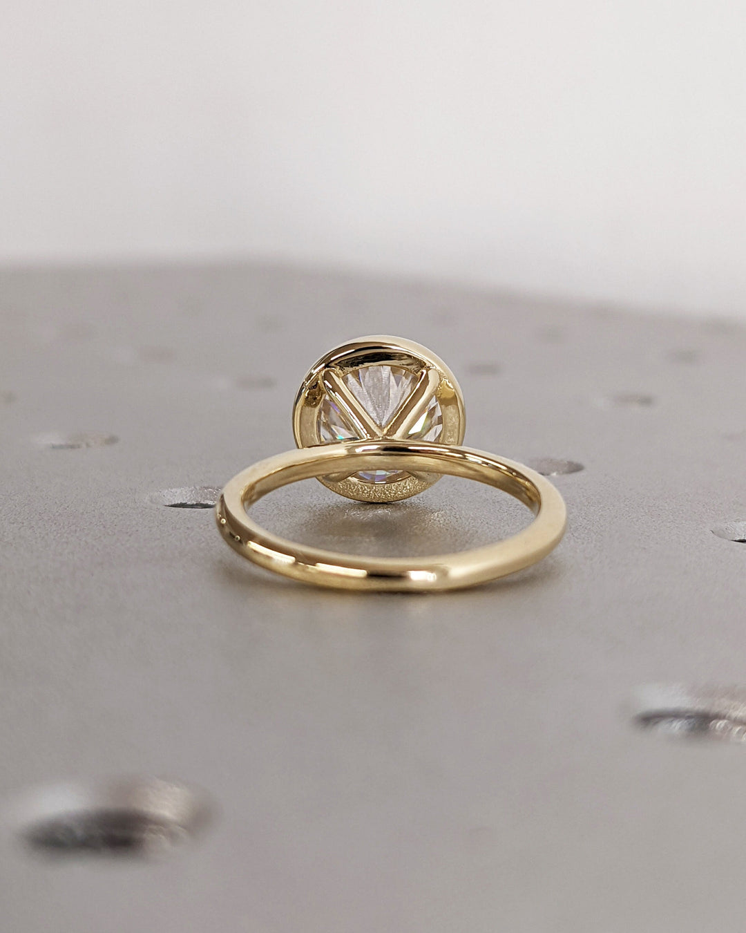 2.50CT Round Cut Bezel Lab Grown Diamond Engagement Ring For Women
