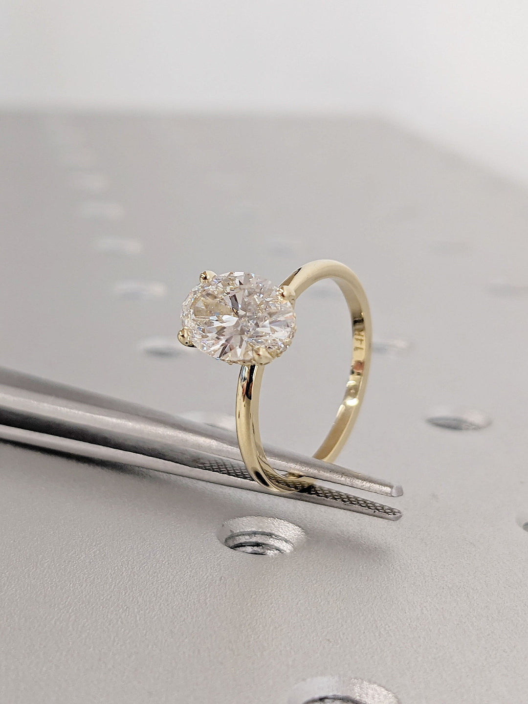 1.50CT Oval Lab Grown Diamond Wedding Ring Hidden Halo Engagement Ring