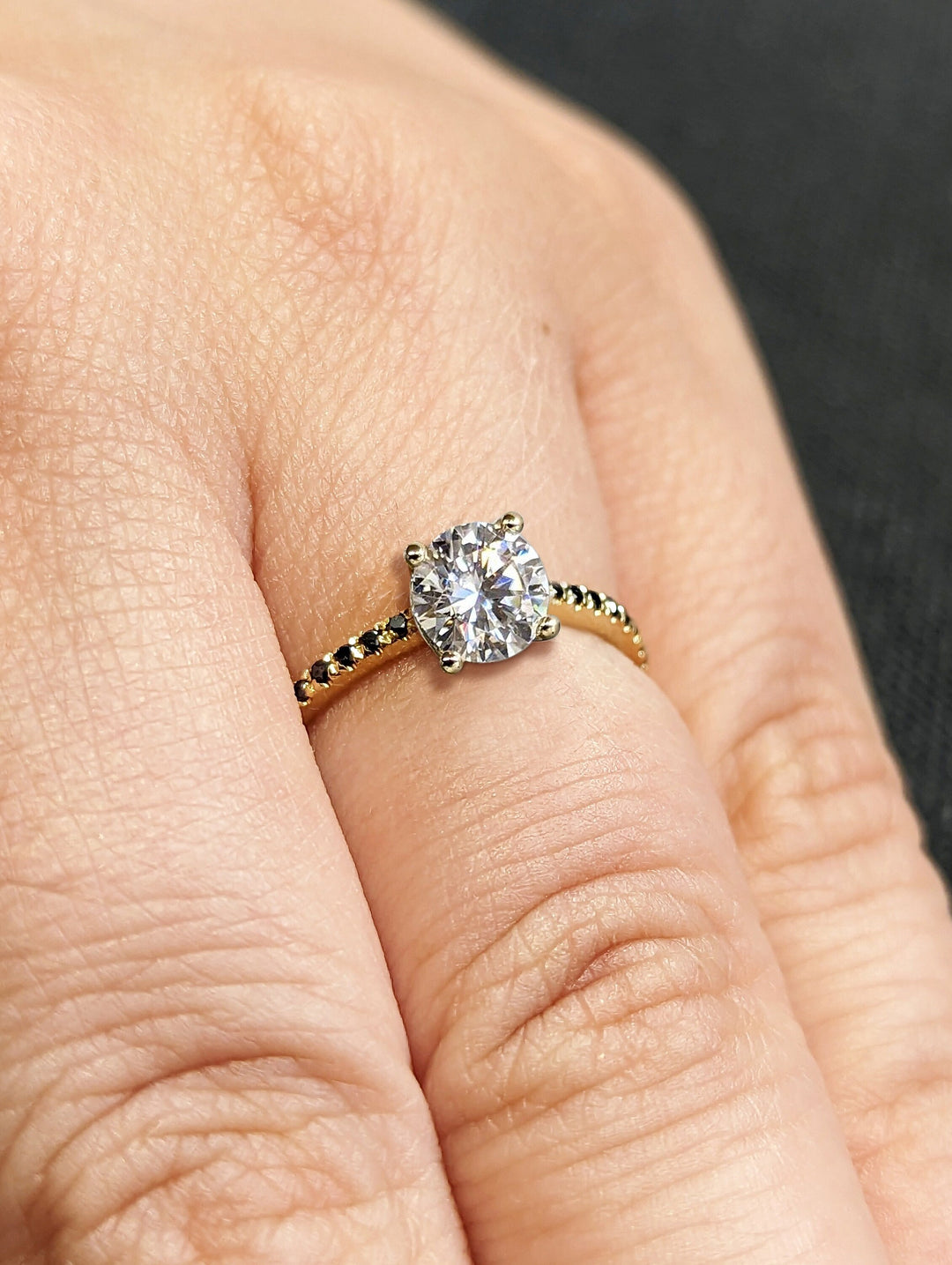 1.25CT Round Cut Pave Lab Grown Diamond Engagement Ring