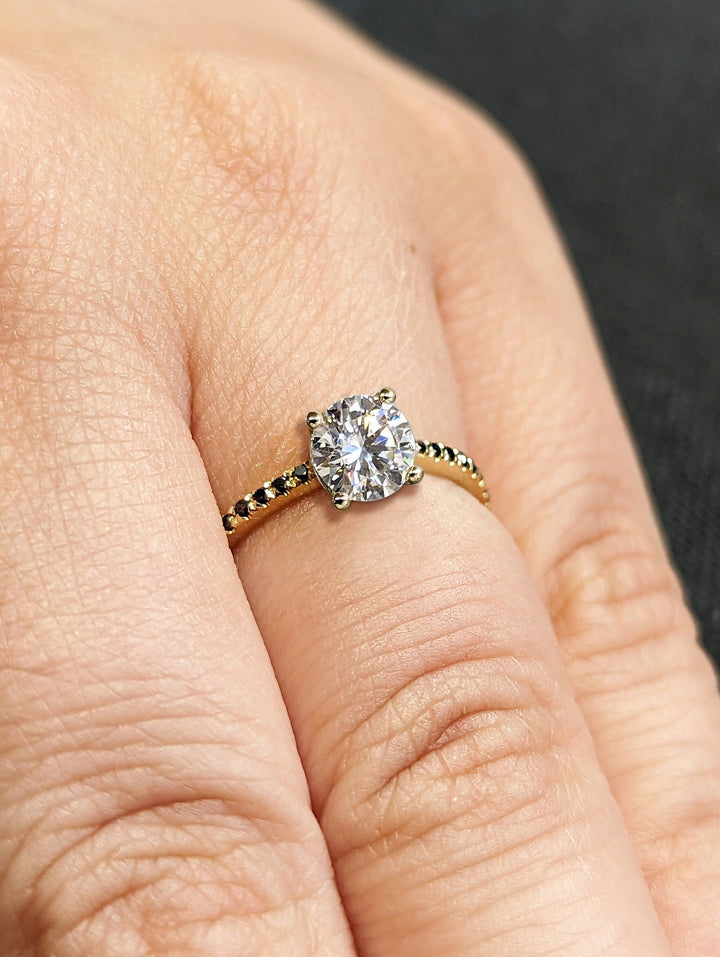 1.25CT Round Cut Pave Lab Grown Diamond Engagement Ring