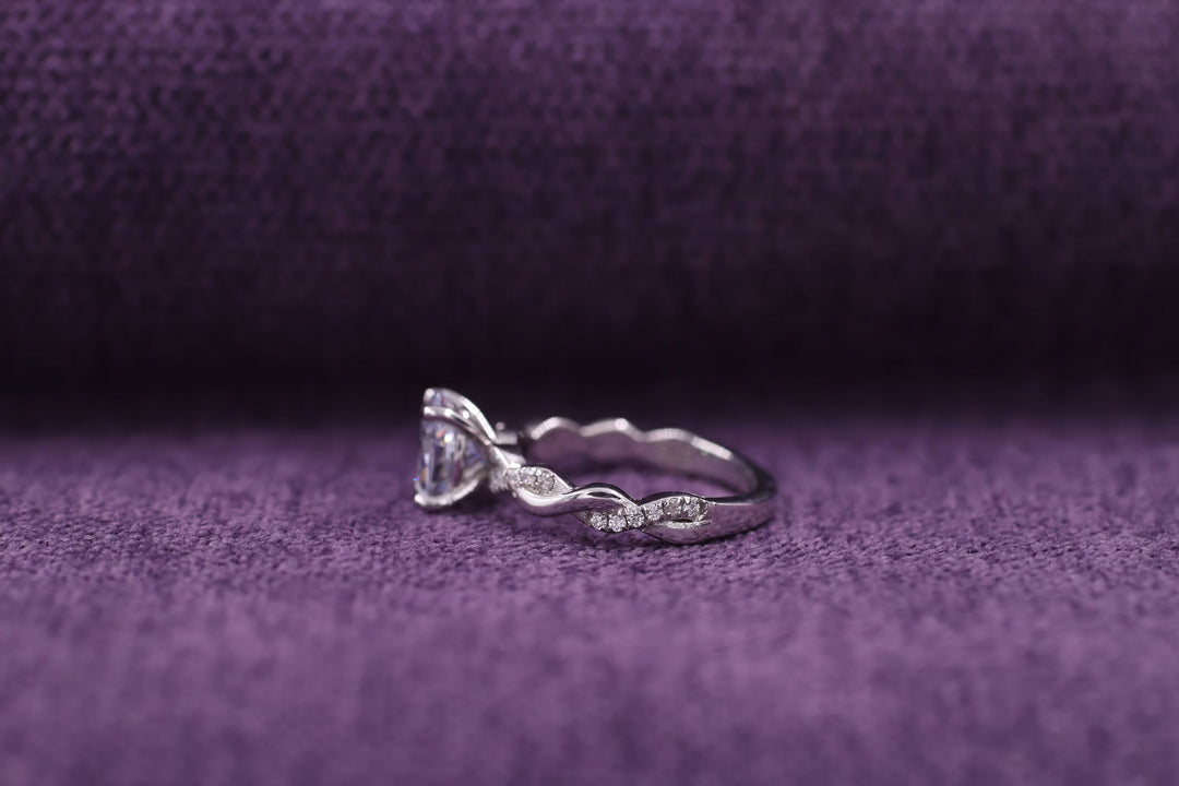 1.50CT Oval Cut Twisted Lab Grown Diamond Half Eternity Engagement Ring For Women