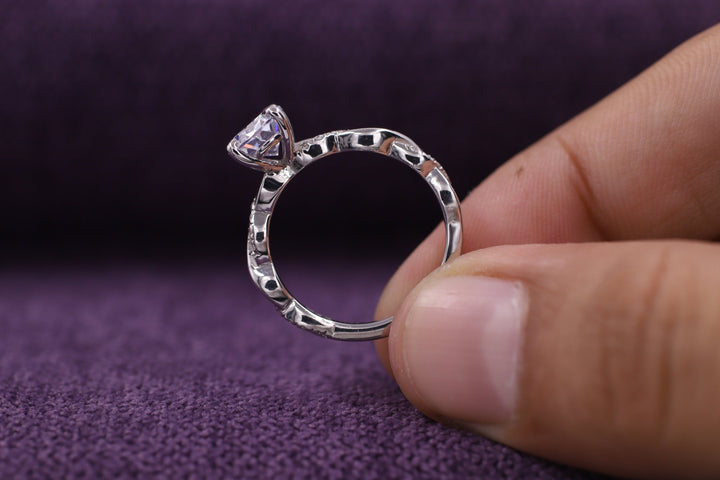 1.50CT Oval Cut Twisted Lab Grown Diamond Half Eternity Engagement Ring For Women