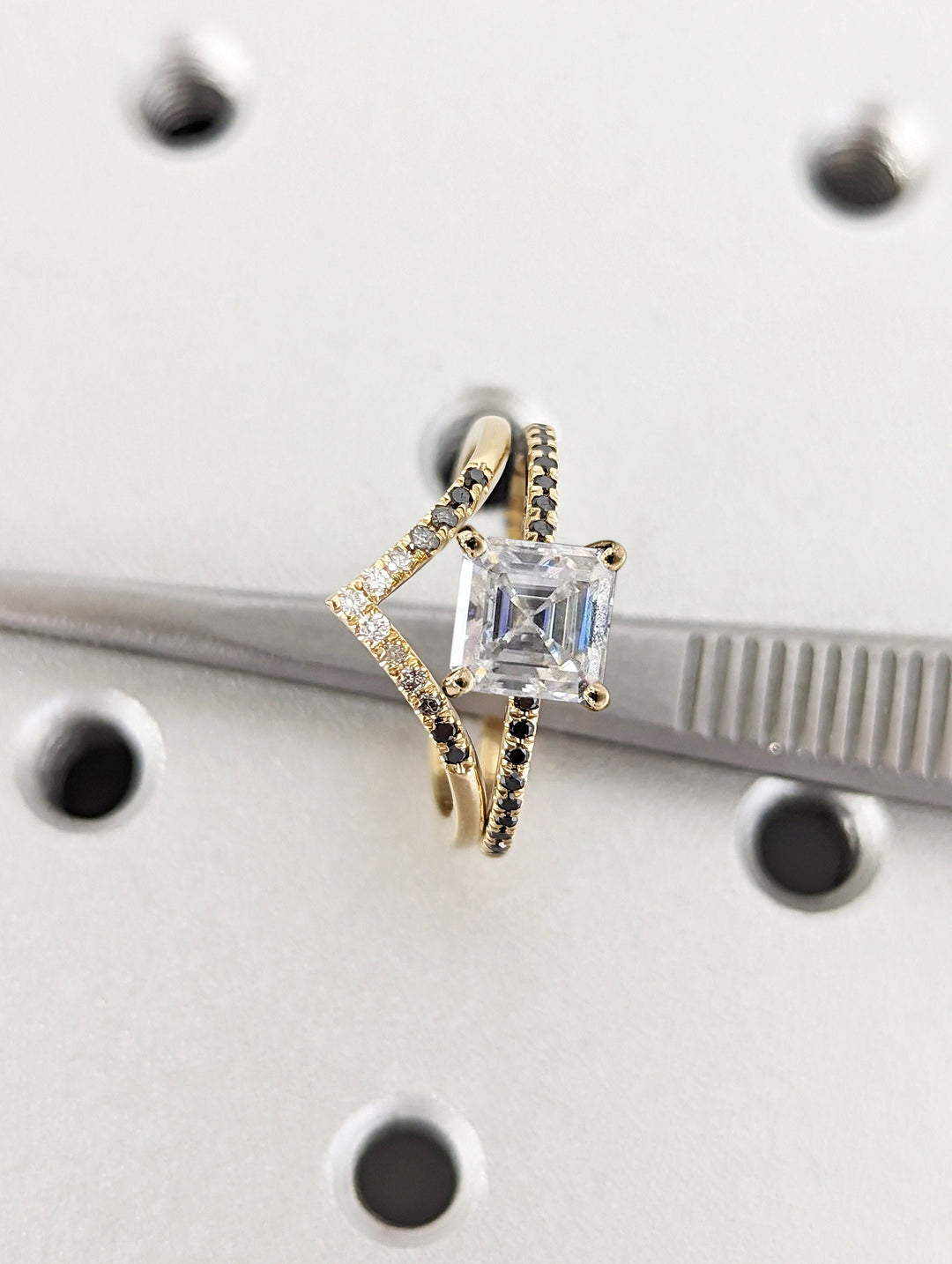 1.50CT Asscher Cut Pave Lab Grown Diamond Engagement Ring For Women