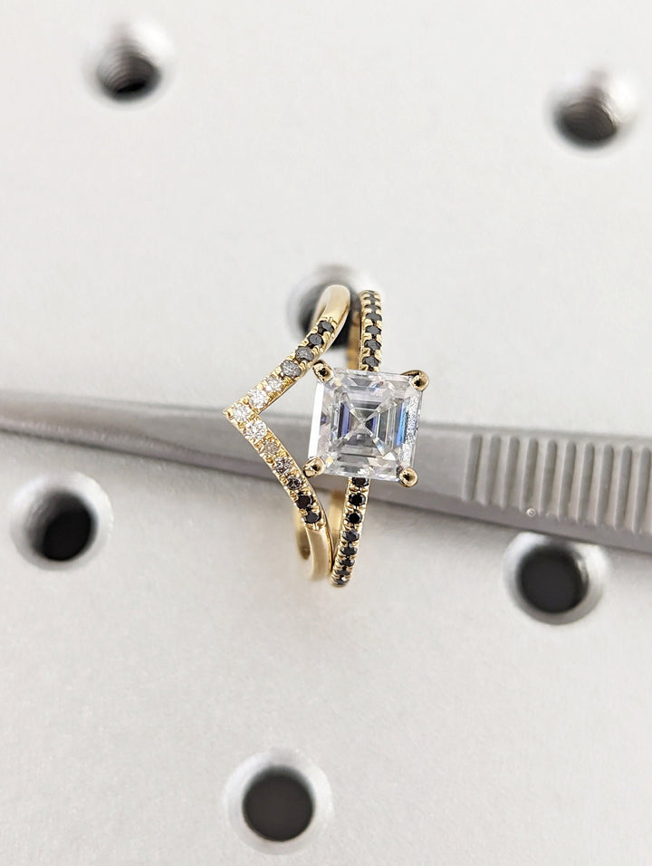 1.50CT Asscher Cut Pave Lab Grown Diamond Engagement Ring For Women