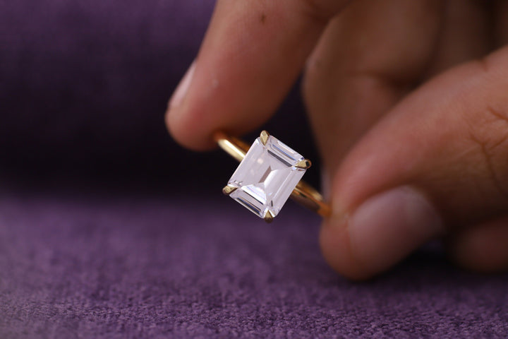 2.0CT Emerald Cut Solitaire Lab Grown Diamond Engagement Ring Proposal Ring For Her
