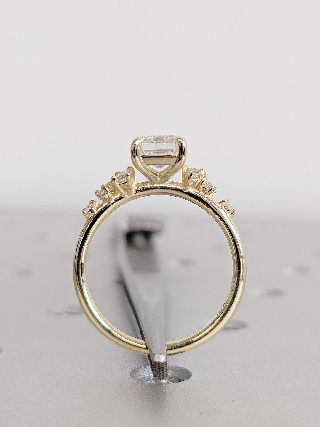1.50CT Emerald Cut Cluster Lab Grown Diamond Engagement Ring For Women