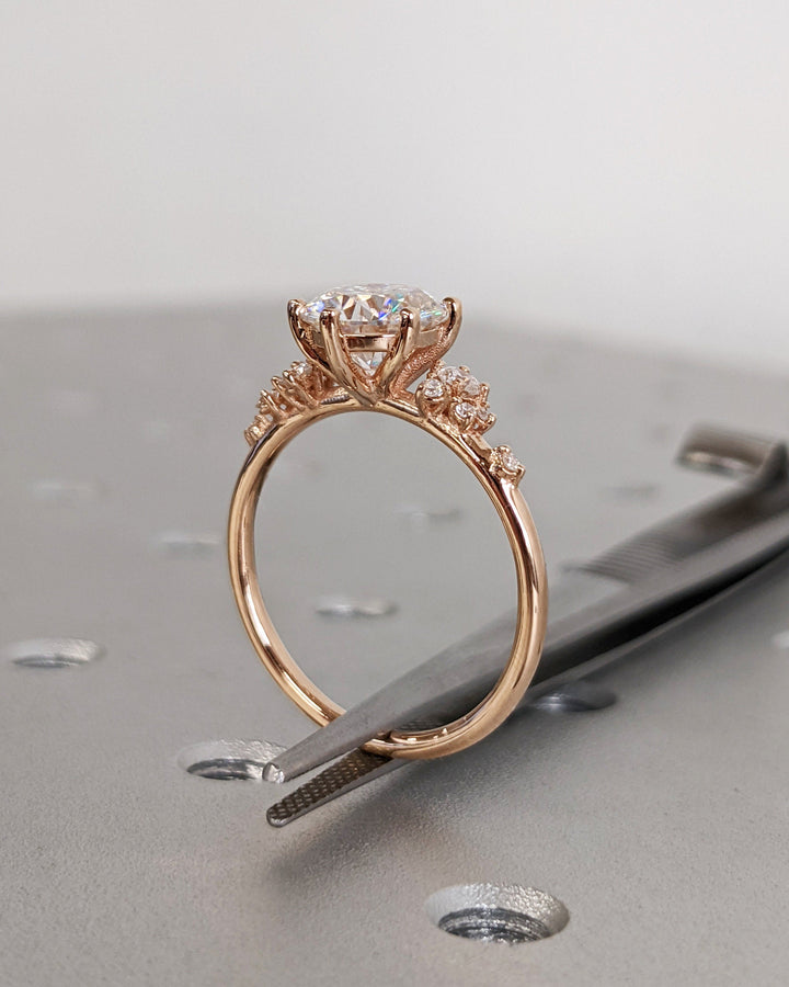 2.0CT Round Diamond Cluster Lab Grown Engagement Ring For Women