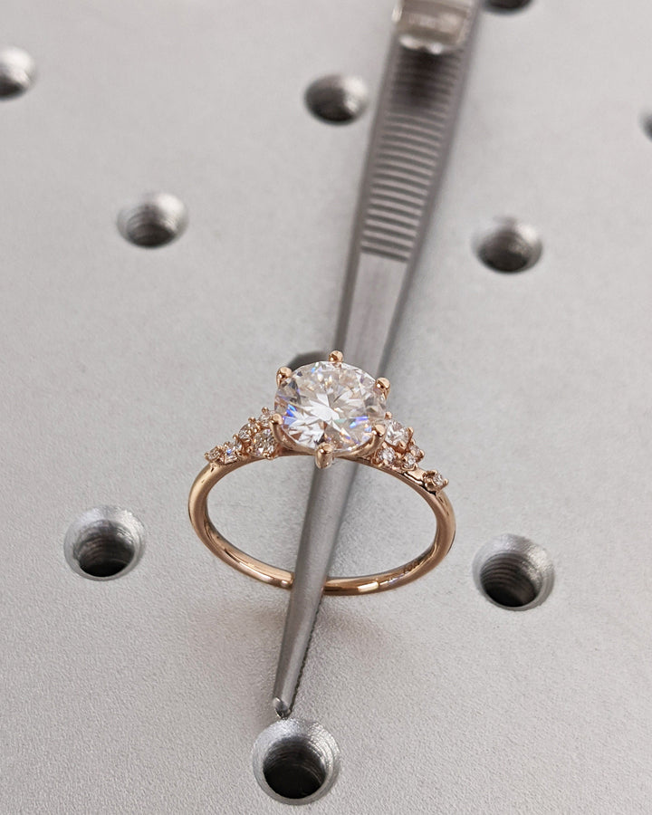 2.0CT Round Diamond Cluster Lab Grown Engagement Ring For Women