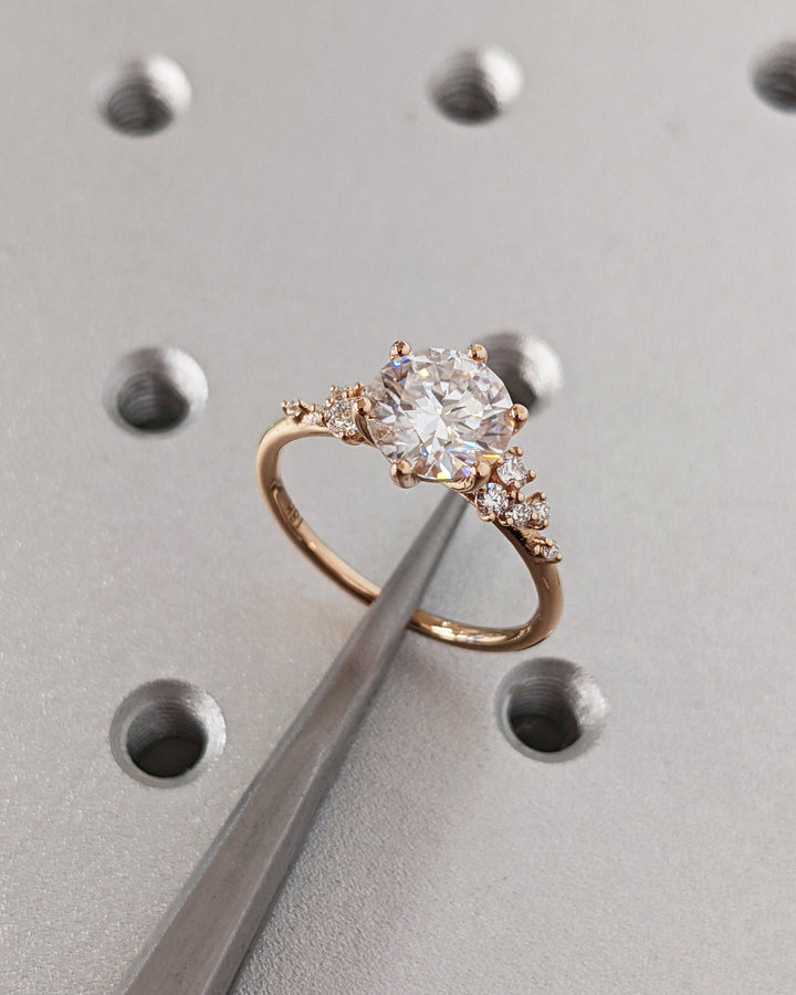 2.0CT Round Diamond Cluster Lab Grown Engagement Ring For Women