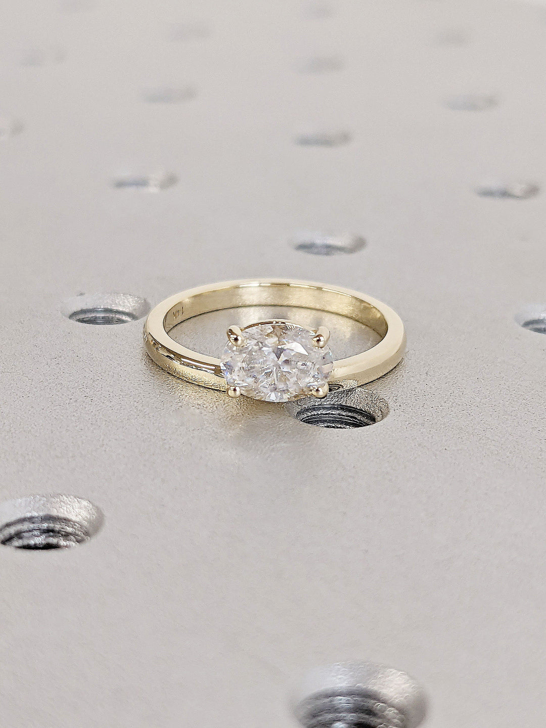 1.0CT East West Oval Cut Solitaire  IGI Certified Lab Grown Diamond Engagement Ring For Women