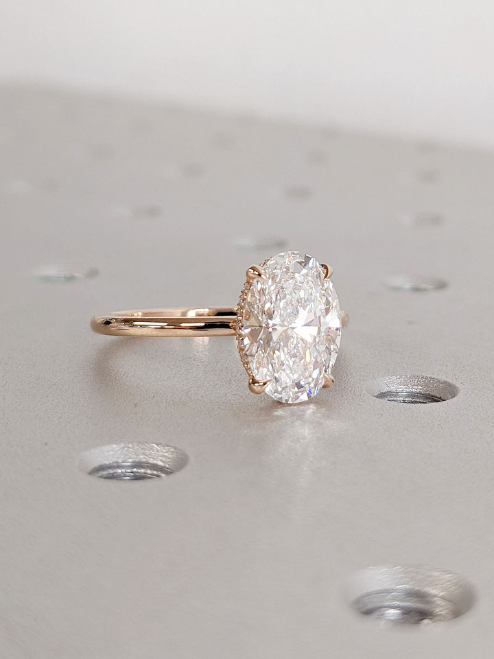 2.50CT Oval Cut Hidden Halo Lab Grown Diamond Engagement Ring Pretty Engagement Rings