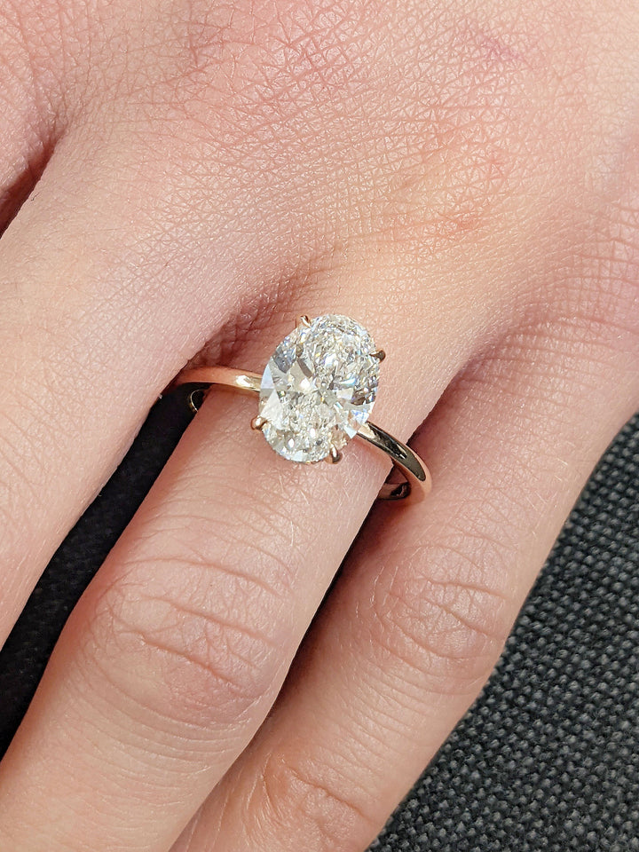 2.50CT Oval Cut Hidden Halo Lab Grown Diamond Engagement Ring Pretty Engagement Rings
