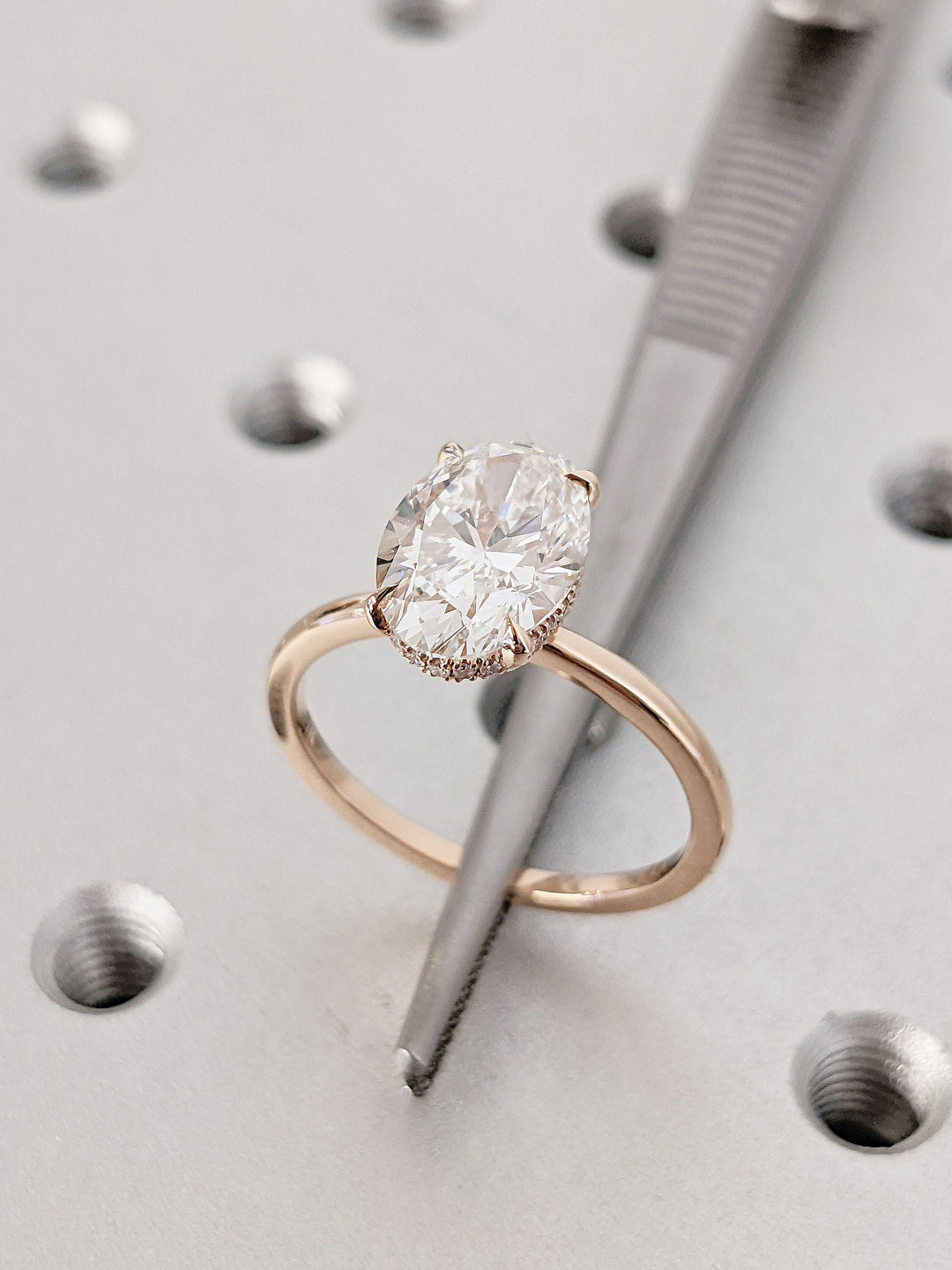 2.50CT Oval Cut Hidden Halo Lab Grown Diamond Engagement Ring Pretty Engagement Rings