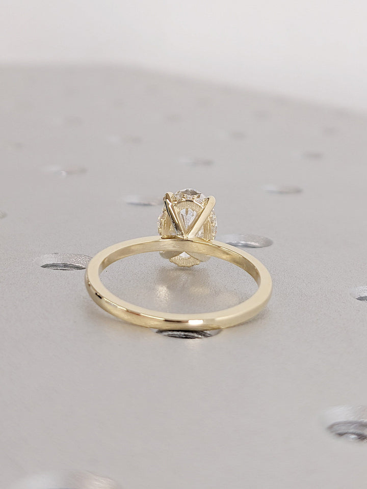 1.50CT Oval Lab Grown Diamond Wedding Ring Hidden Halo Engagement Ring