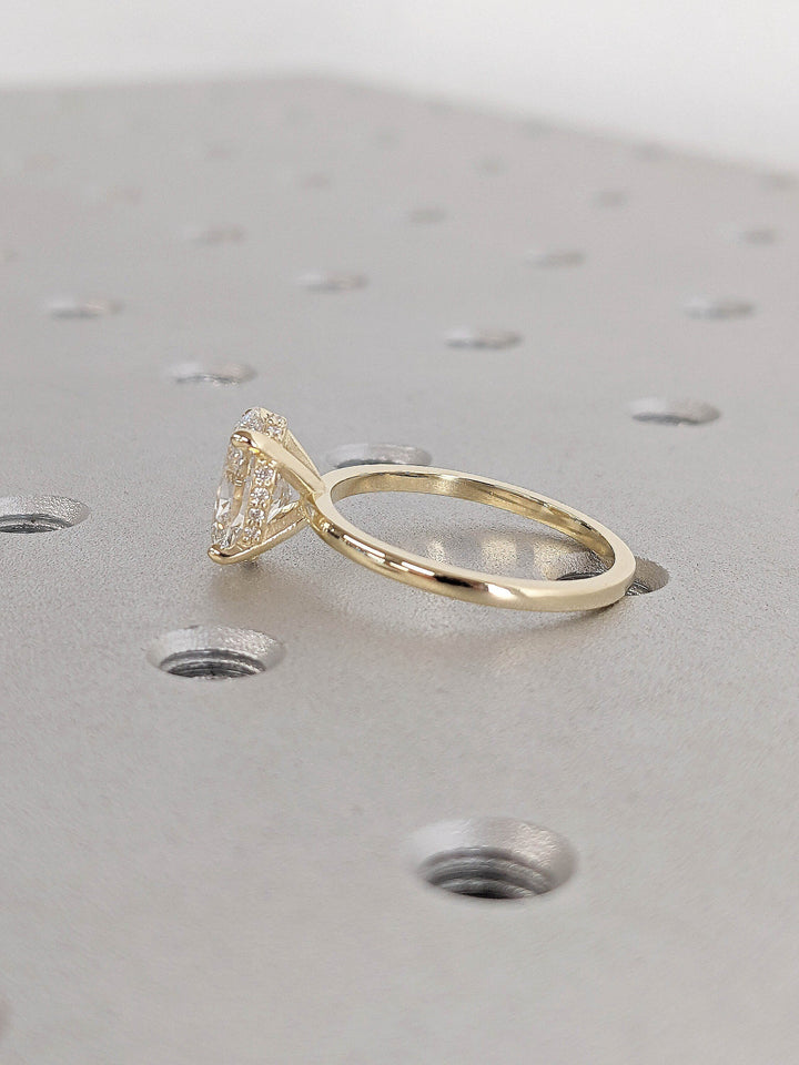 1.50CT Oval Lab Grown Diamond Wedding Ring Hidden Halo Engagement Ring