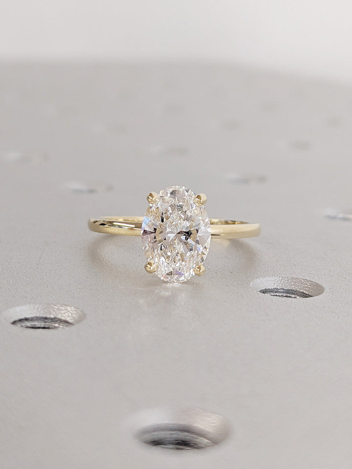1.50CT Oval Lab Grown Diamond Wedding Ring Hidden Halo Engagement Ring