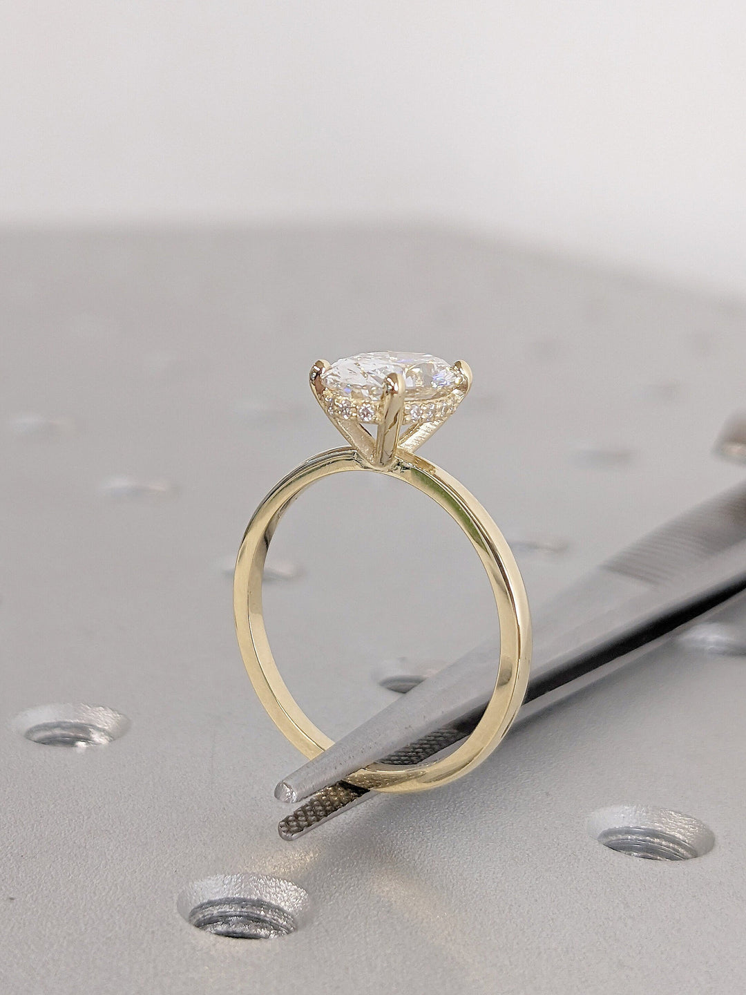 1.50CT Oval Lab Grown Diamond Wedding Ring Hidden Halo Engagement Ring