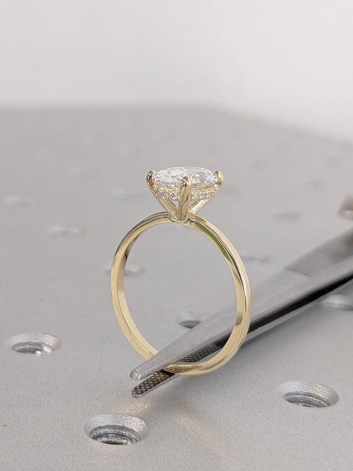 1.50CT Oval Lab Grown Diamond Wedding Ring Hidden Halo Engagement Ring